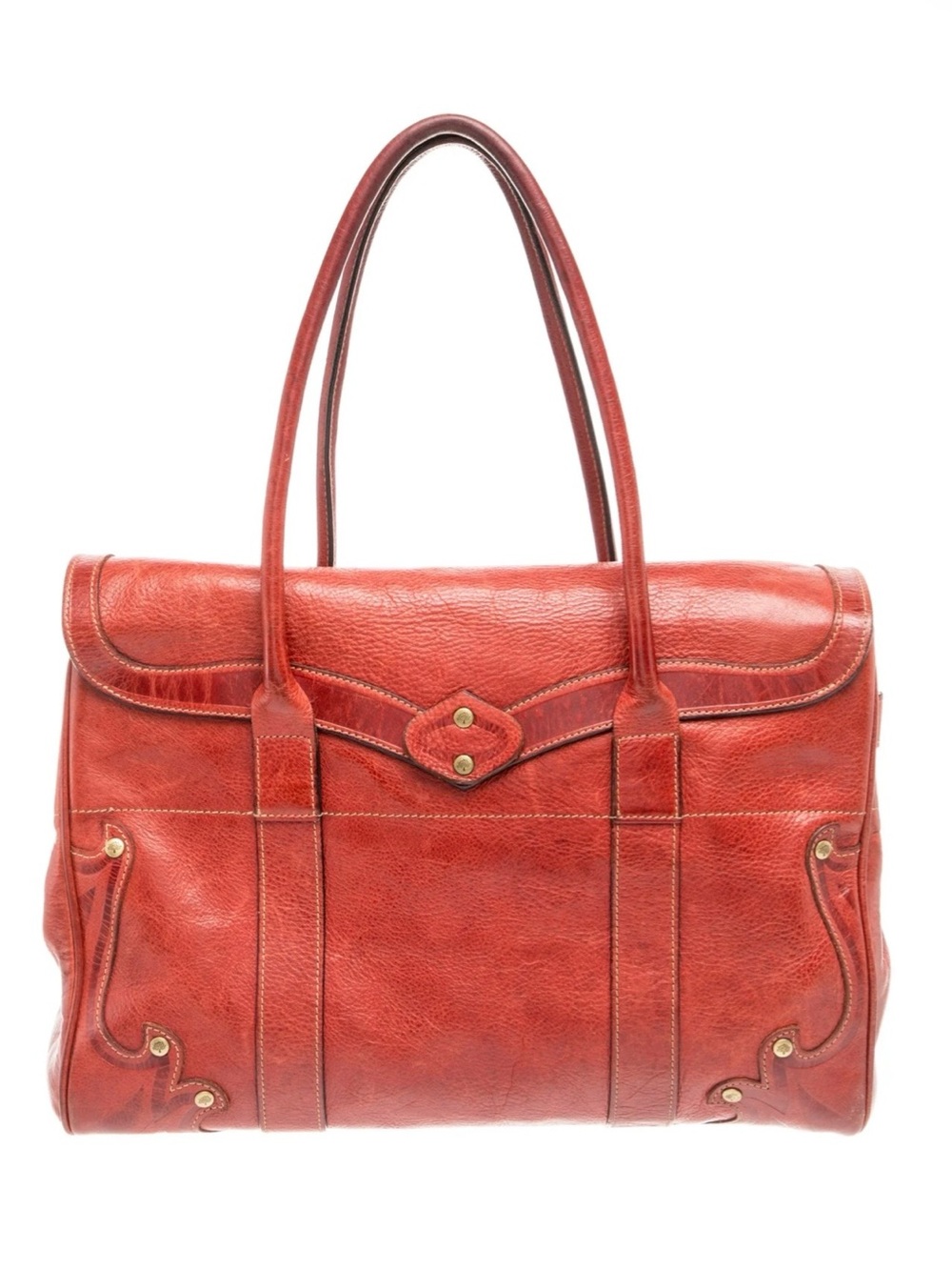 MULBERRY Bayswater Tooled Red Leather Satchel Bag - Picture 3 of 11